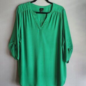 2X Worthington Green 3/4th Sleeve Blouse